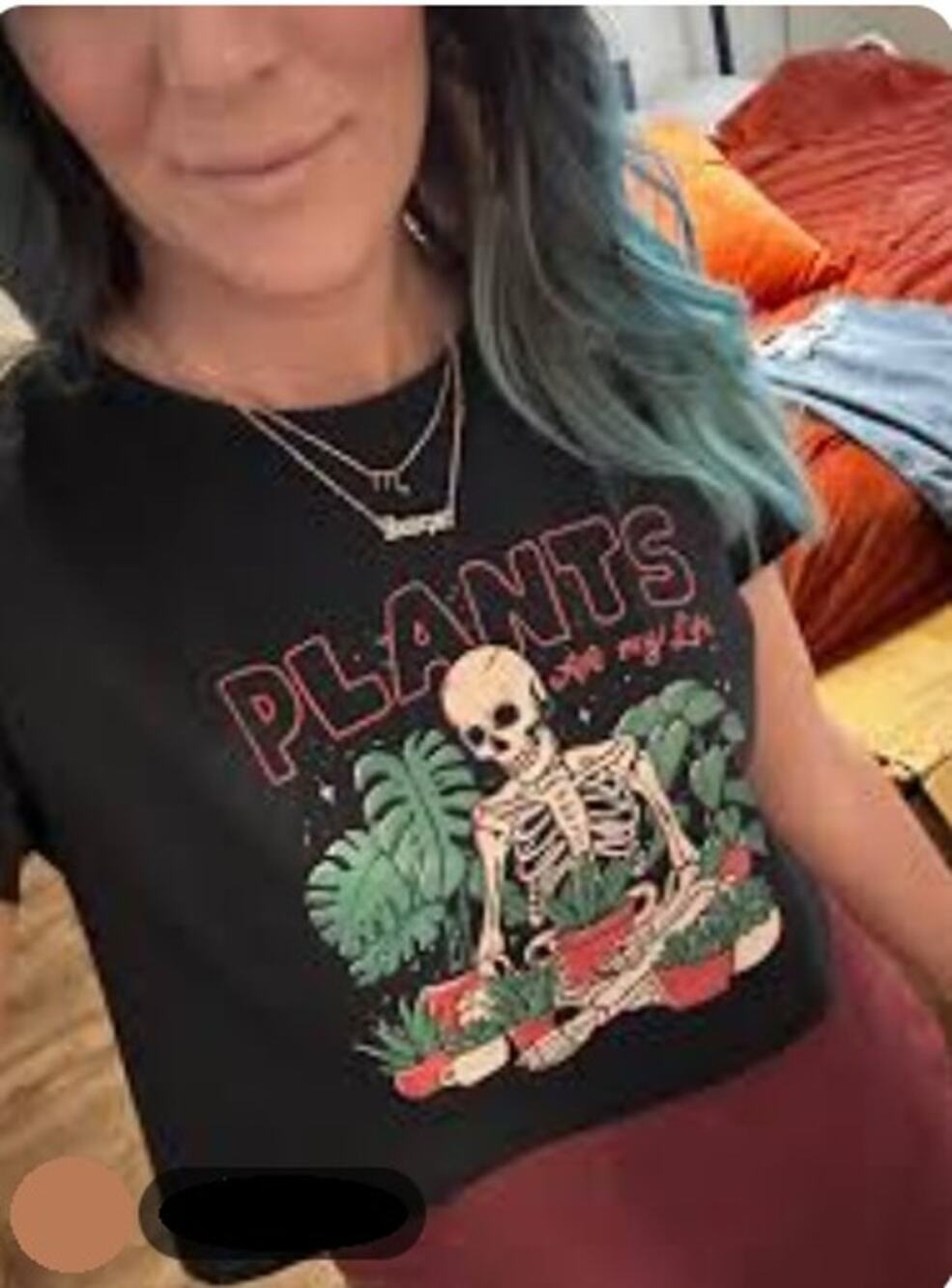 Shein Black Crop Tee "Plants Are My Life" - Size Medium*